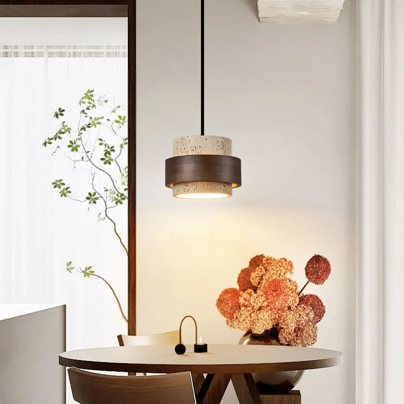 Nordic Wood Stone Pendant Light for Dining Room