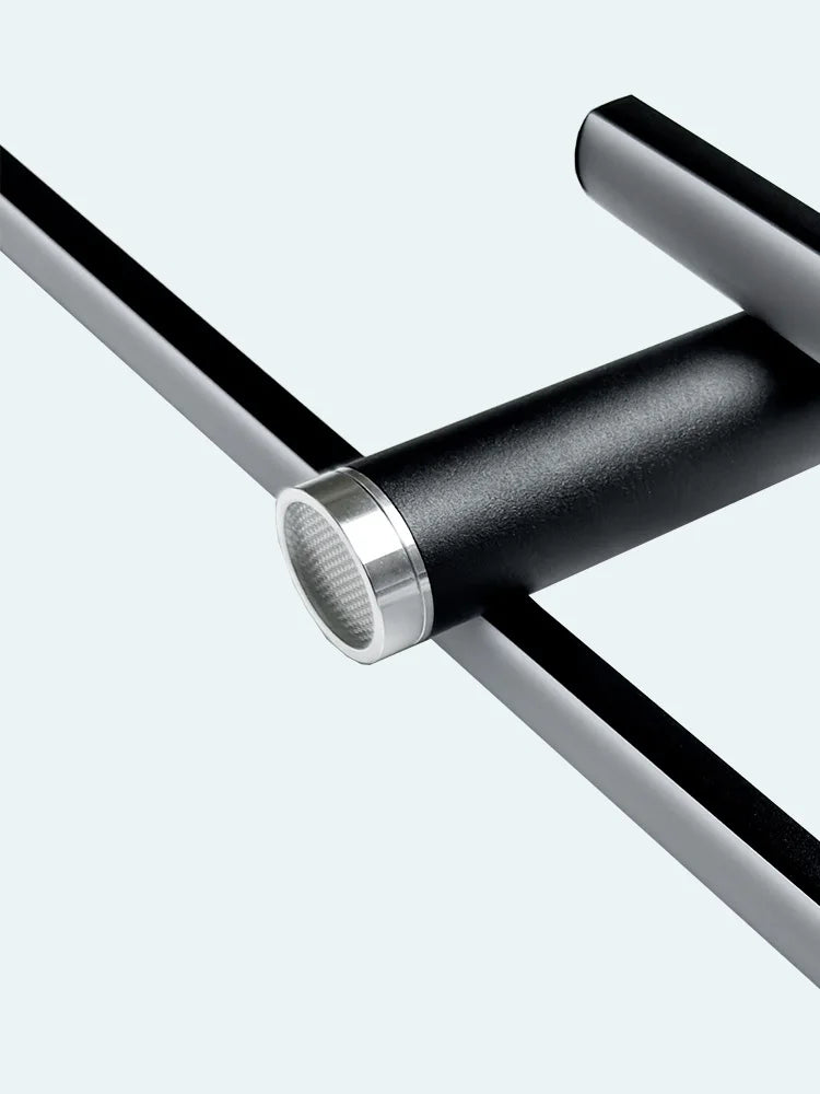 Minimalist Black Line Bar LED Pendant with Spotlights for Kitchen Island