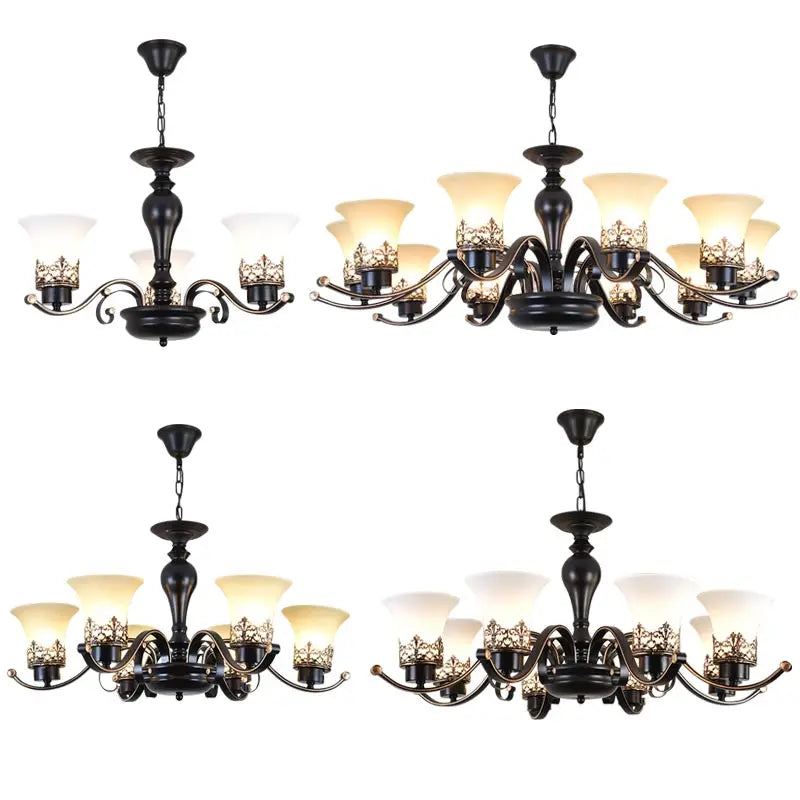 Vintage Iron Glass Pendant Chandelier Retro Loft