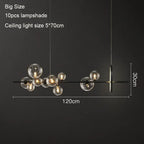 Modern Ring Glass Ball LED Chandelier Iron Frame