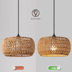 Bohemian Rattan Pendant Light - Woven Wicker Hanging Lamp