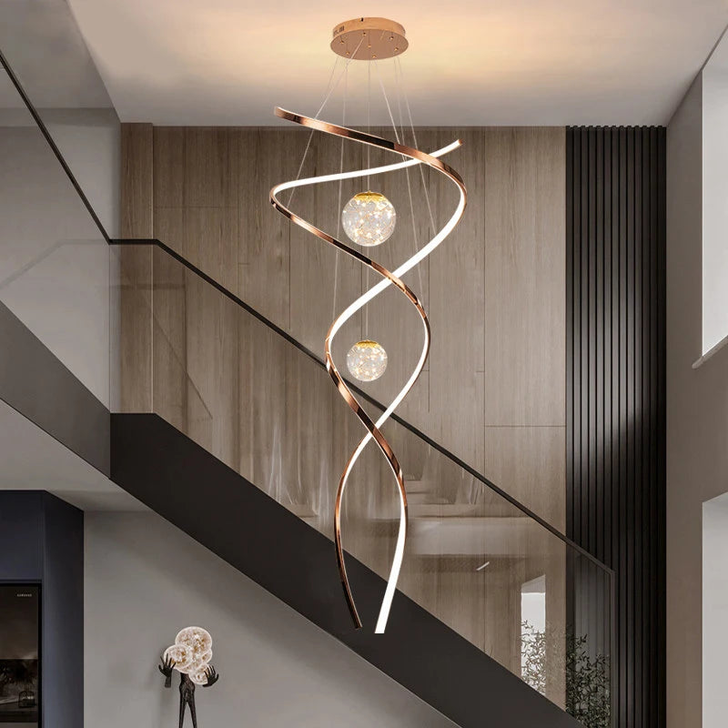 Modern LED Pendant Light with Twisted Metal Arms