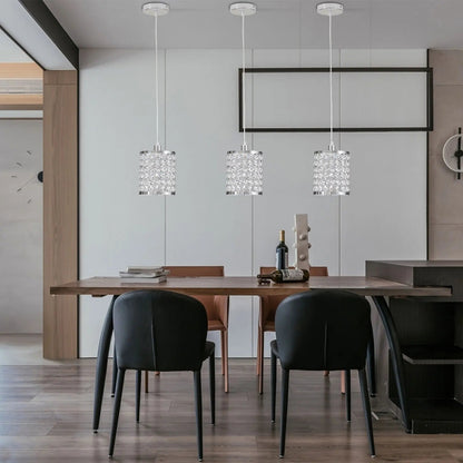 Crystal Pendant Light Modern Kitchen Island Lighting Adjustable White