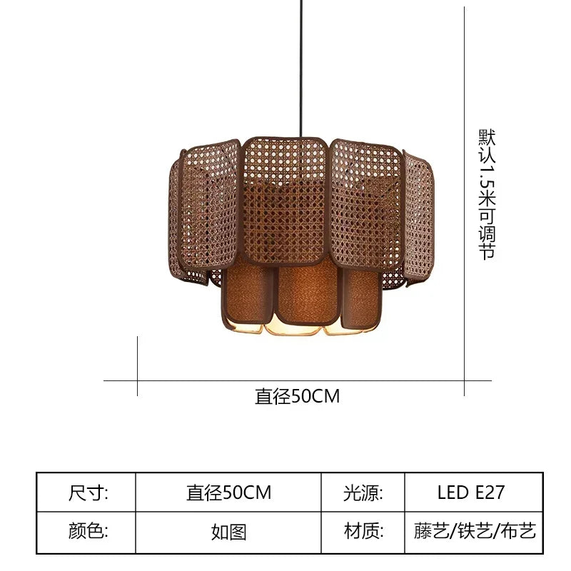 Bohemian Rattan Pendant Light for Dining Room