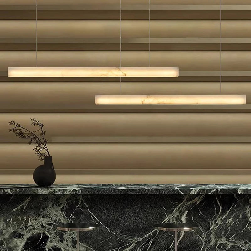 Minimalist Marble LED Pendant Light Linear Hanging