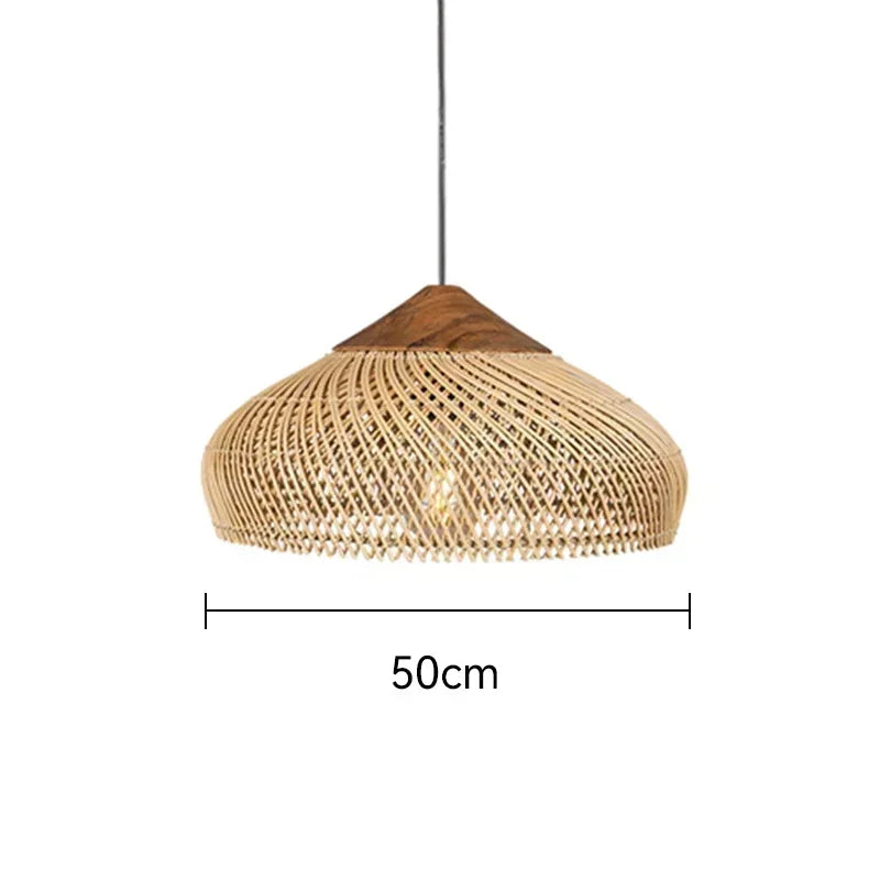 Handwoven Rattan Pendant Light - Bohemian Wabi Sabi