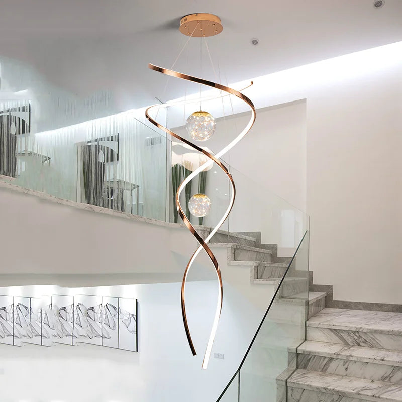 Modern LED Pendant Light with Twisted Metal Arms