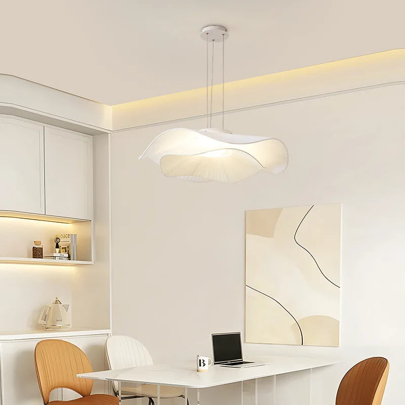 Minimalist White Fabric Pendant Light for Dining Room