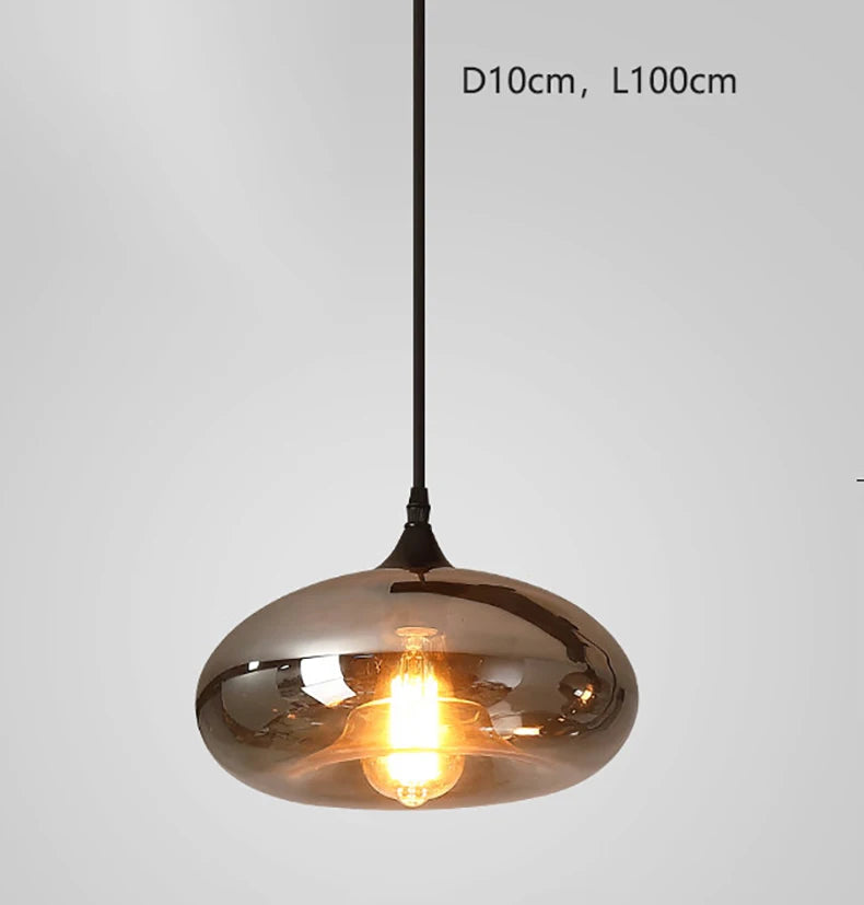 Nordic Smoke Glass Pendant Light for Dining Room