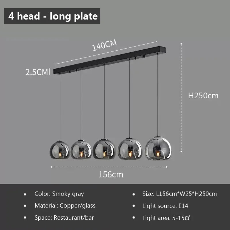 Nordic Glass Pendant Light with Iron Finish