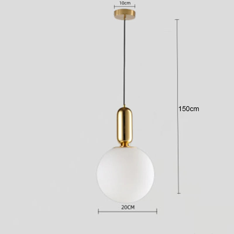 Nordic Glass Ball Pendant Light Brass Iron Hanging Lamp