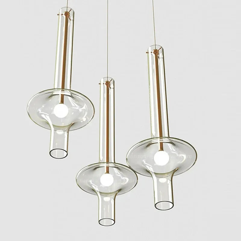 Lámpara colgante de tubo de cristal nórdico, diseño minimalista