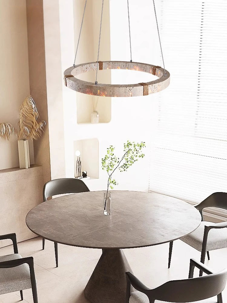 Minimalist Travertine Stone Pendant Light for Dining