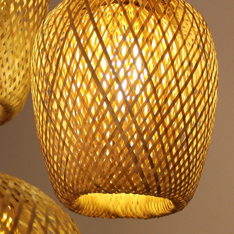 Lámparas Colgantes de Madera de Bambú Estilo Japonés