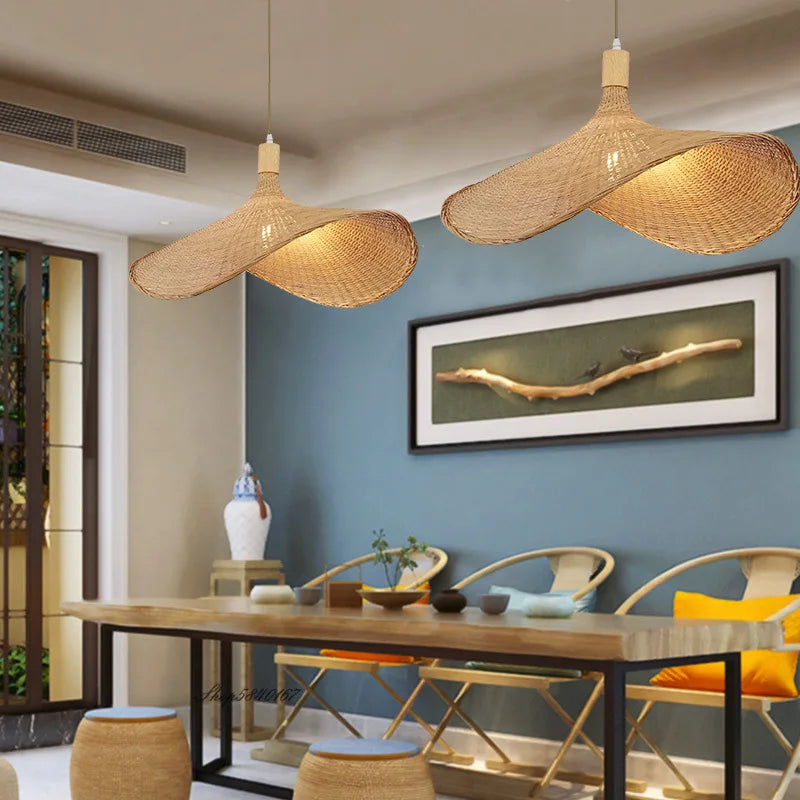 Bohemian Rattan Woven Pendant Light for Dining