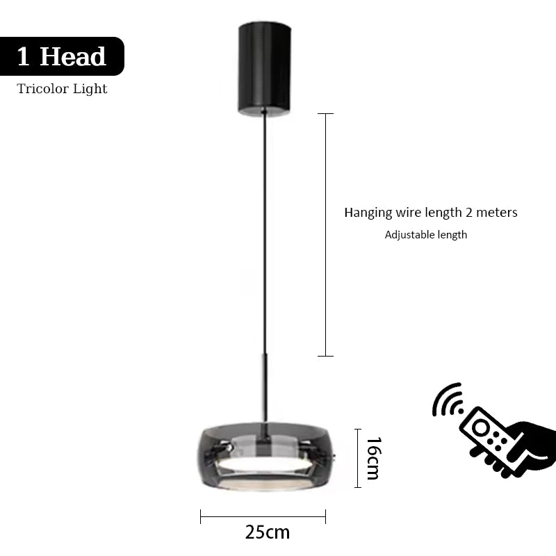 Minimalist Glass Pendant Light with Remote Control