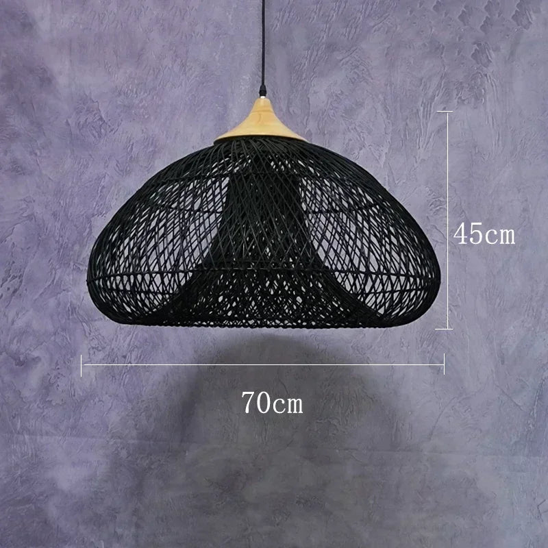 Handwoven Rattan Pendant Light - Bohemian Wabi Sabi