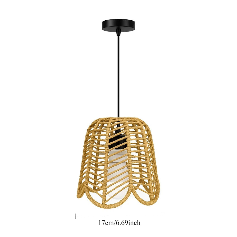 Bohemian Rattan Pendant Light 3-Lamp Hanging