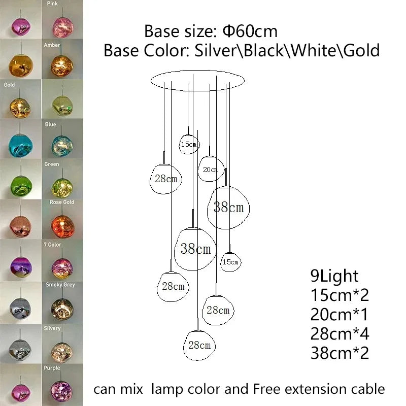 Nordic Glass Pendant Light - Lava Design Hanging Lamp