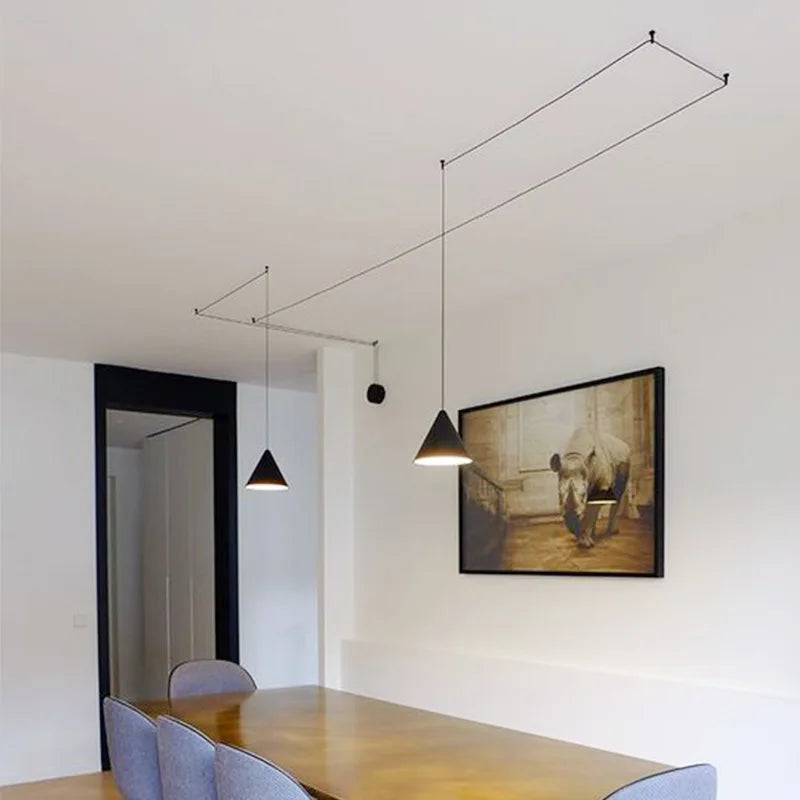 Lámpara colgante cónica de hierro minimalista para comedor