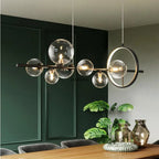 Modern Glass Bubble Linear Chandelier in Black for Dining Table