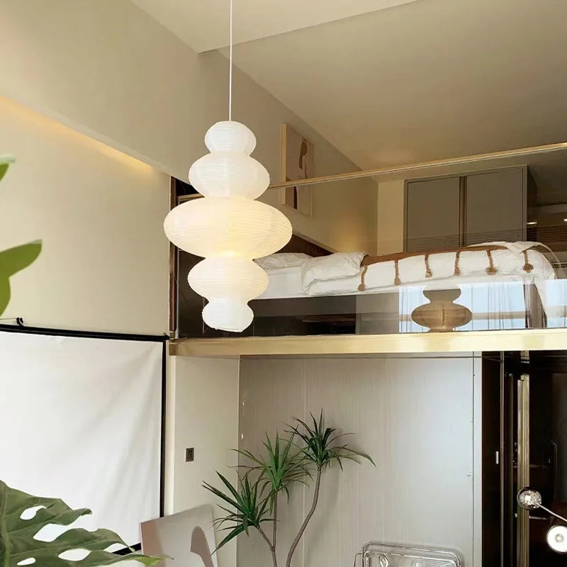 Nordic Rice Paper Pendant Light - Stacked Design