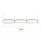 Modern Ribbed Glass Capsule Linear Chandelier in Gold for Dining Table