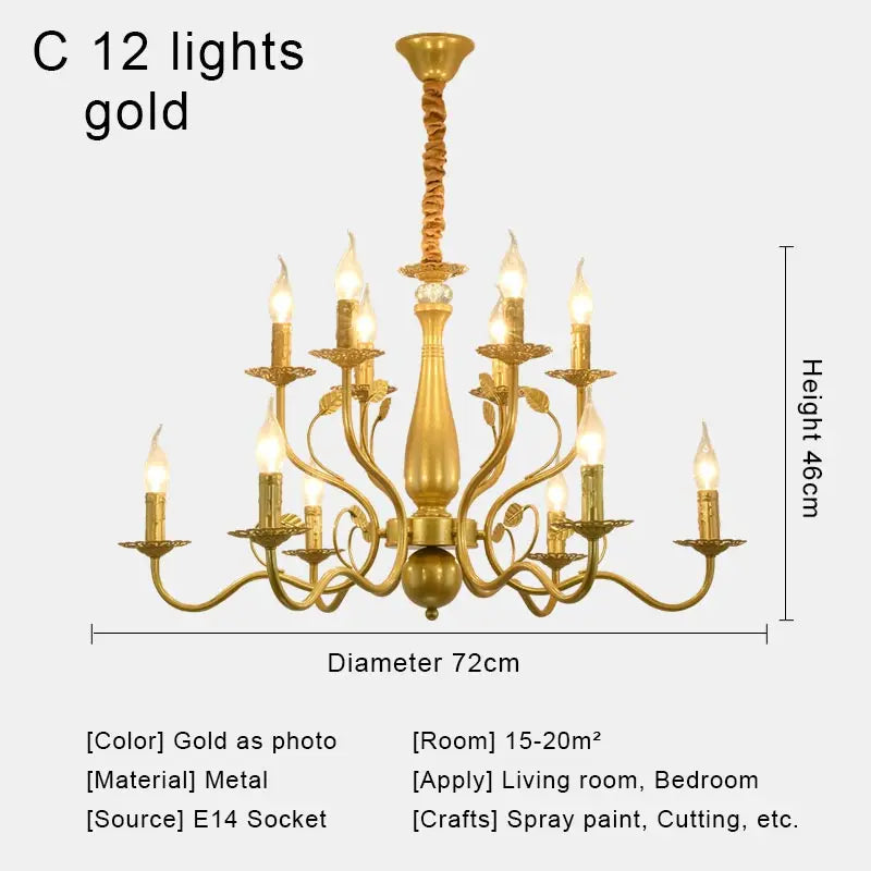 Rustic Iron Crystal Chandelier Pendant Light