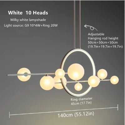Nordic Glass Pendant Light with Iron Frame