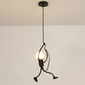 Playful Iron Climbing Man Pendant Light in Black for Kids Room