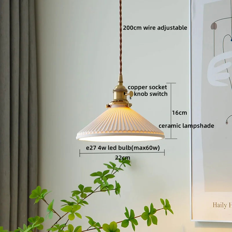 Nordic Glass Pendant Light with Copper Fixture