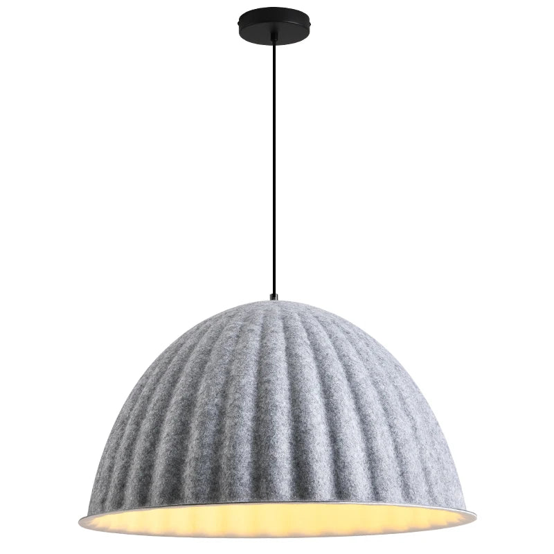 Danish Acoustic Felt Ribbed Dome Pendant Light for Office and Dining Room