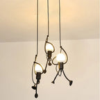 Playful Iron Climbing Man Pendant Light in Black for Kids Room
