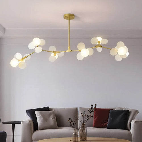 Colorful Branch Chandelier with Opal Glass Balls for Kids Room and Living Room