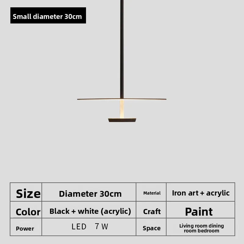 Lámpara colgante de hierro minimalista con detalle de madera