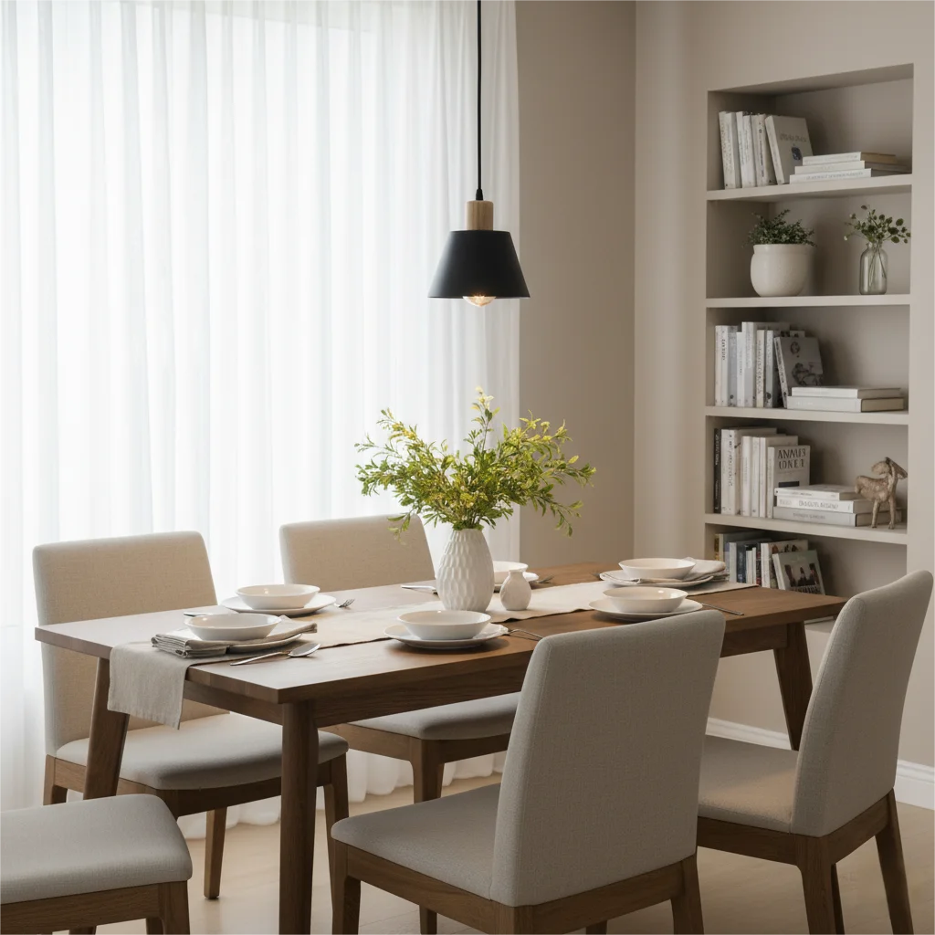 Lámpara Colgante Nórdica de Metal con Detalles de Madera