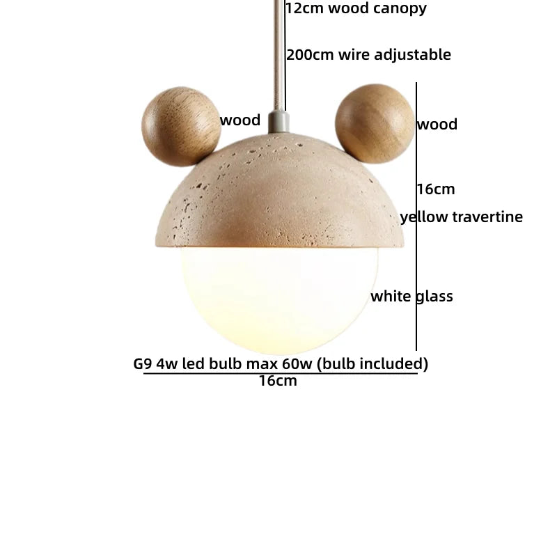Wabi Sabi Wood Pendant Light for Bedroom