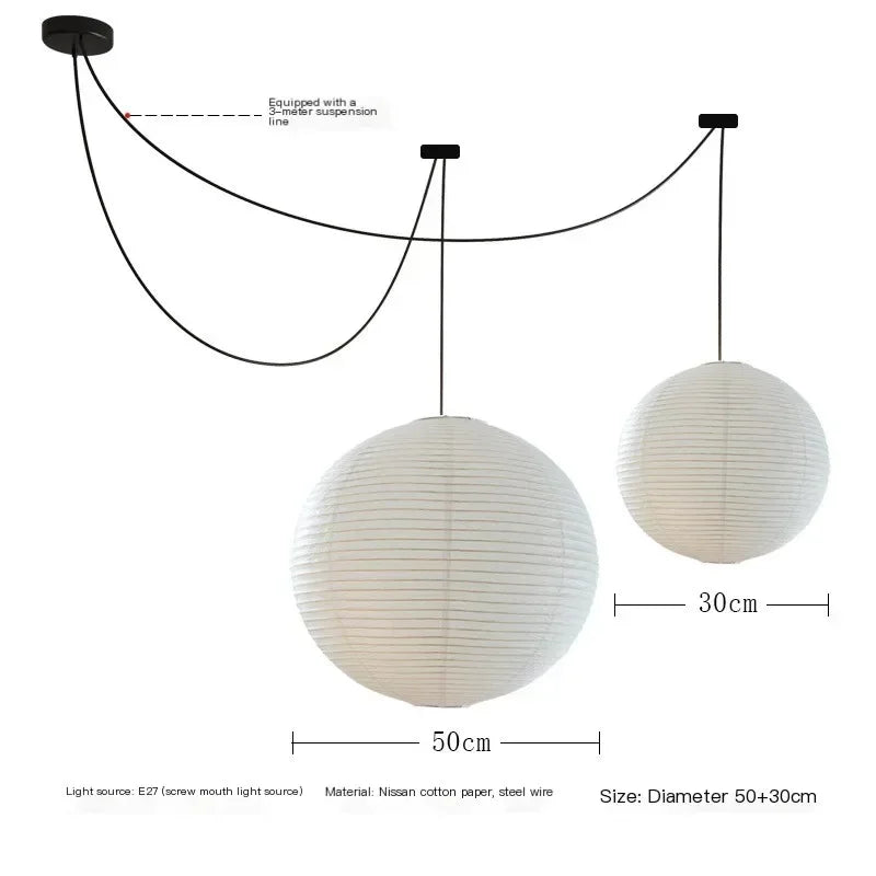 Lámpara Colgante Minimalista de Papel en Forma de Bola para Dormitorio