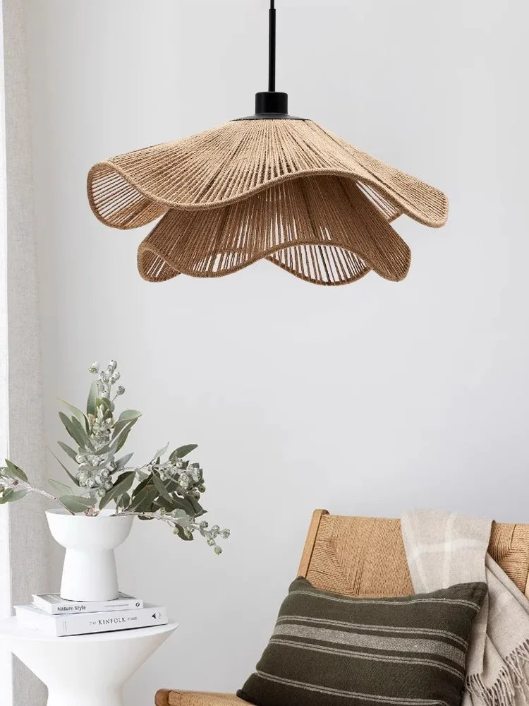 Wabi Sabi Hemp Rope Pendant Lamp Industrial Zen