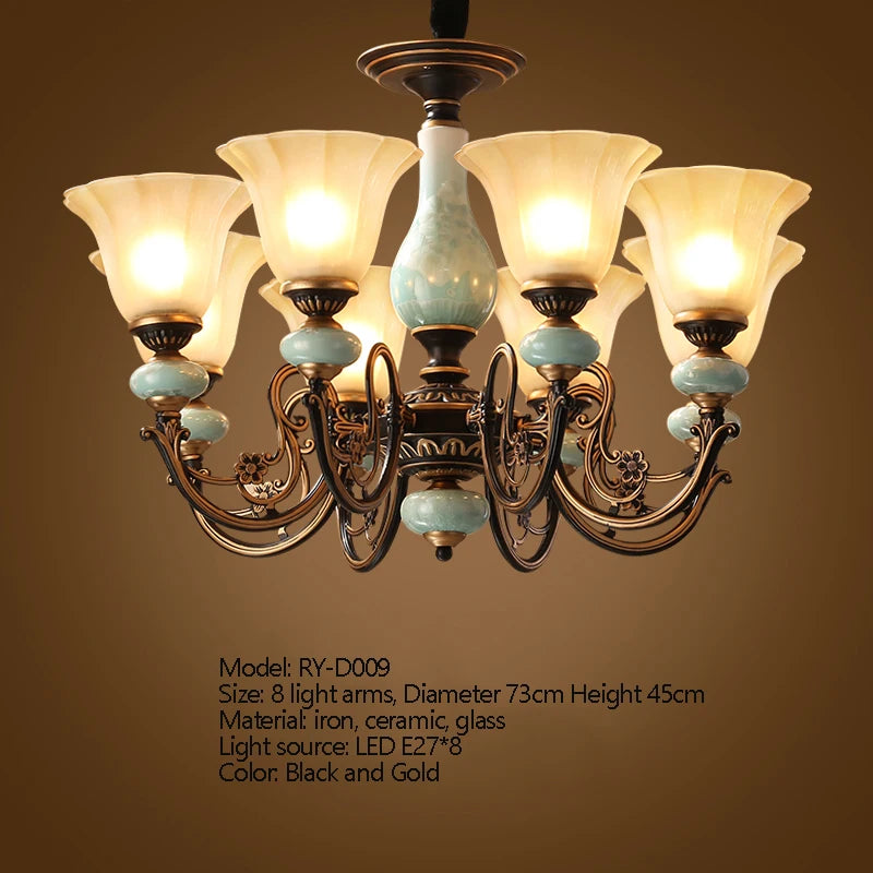 Iron Ceramic Glass Chandelier - Dining Room Lighting
