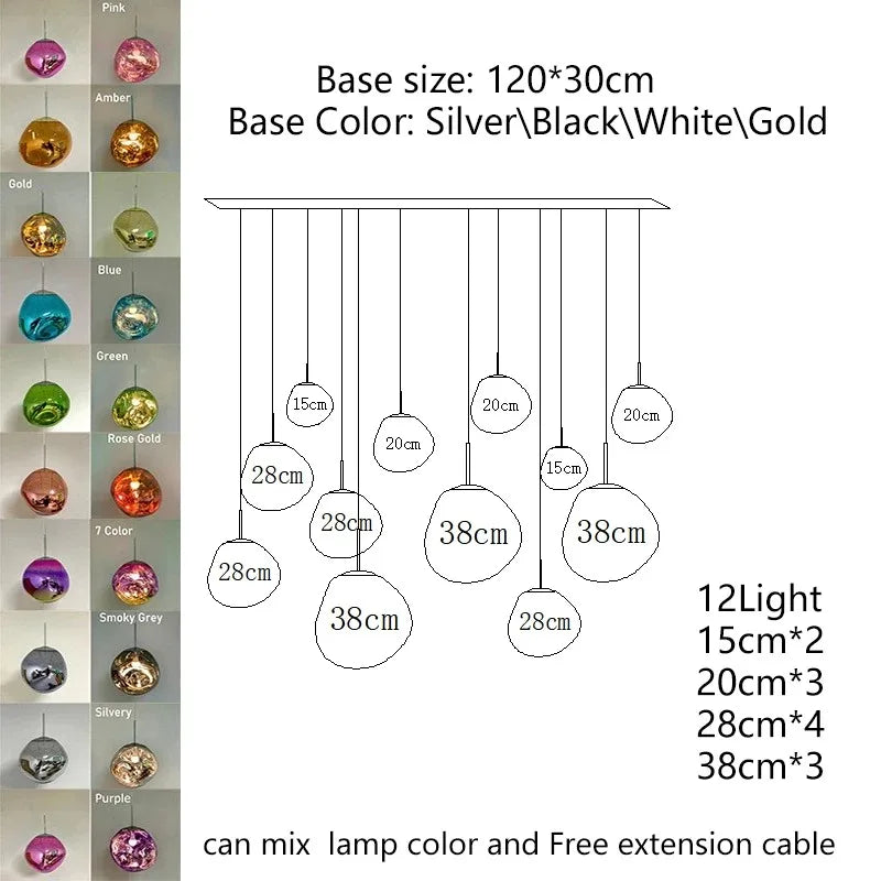 Nordic Glass Pendant Light - Lava Design Hanging Lamp