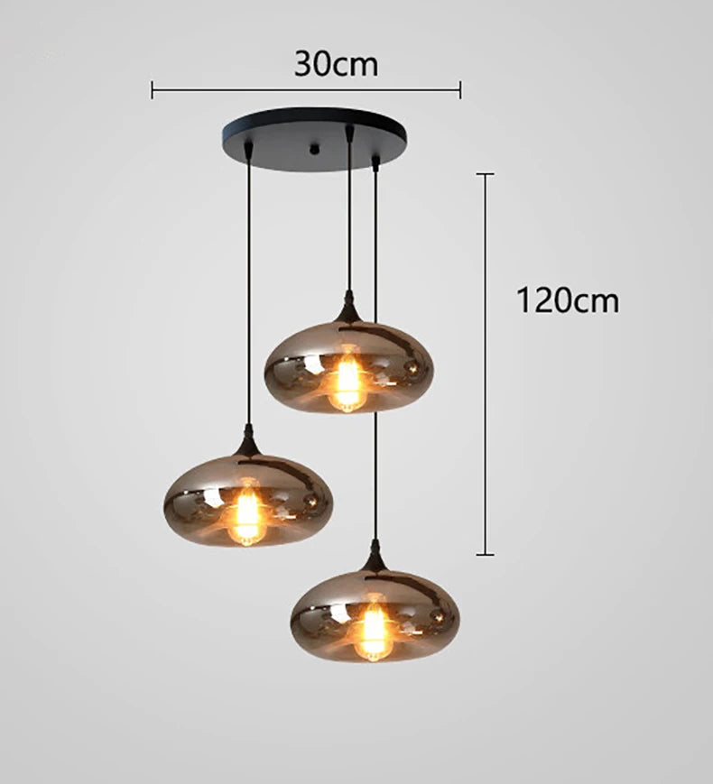 Lámpara colgante de cristal ahumado nórdico para comedor