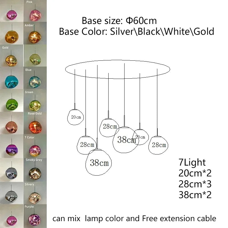 Nordic Glass Pendant Light - Lava Design Hanging Lamp
