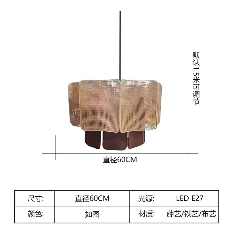 Bohemian Rattan Pendant Light for Dining Room