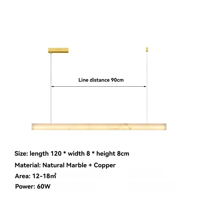 Minimalist Marble LED Pendant Light Linear Hanging