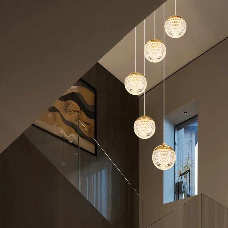 Modern Crystal Glass Pendant Light for Staircase