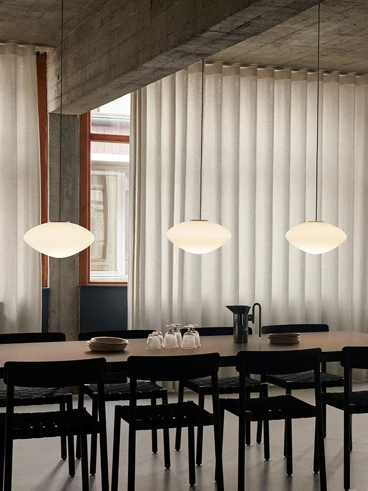 Danish Designer Opal Glass Teardrop Pendant Light for Dining Table