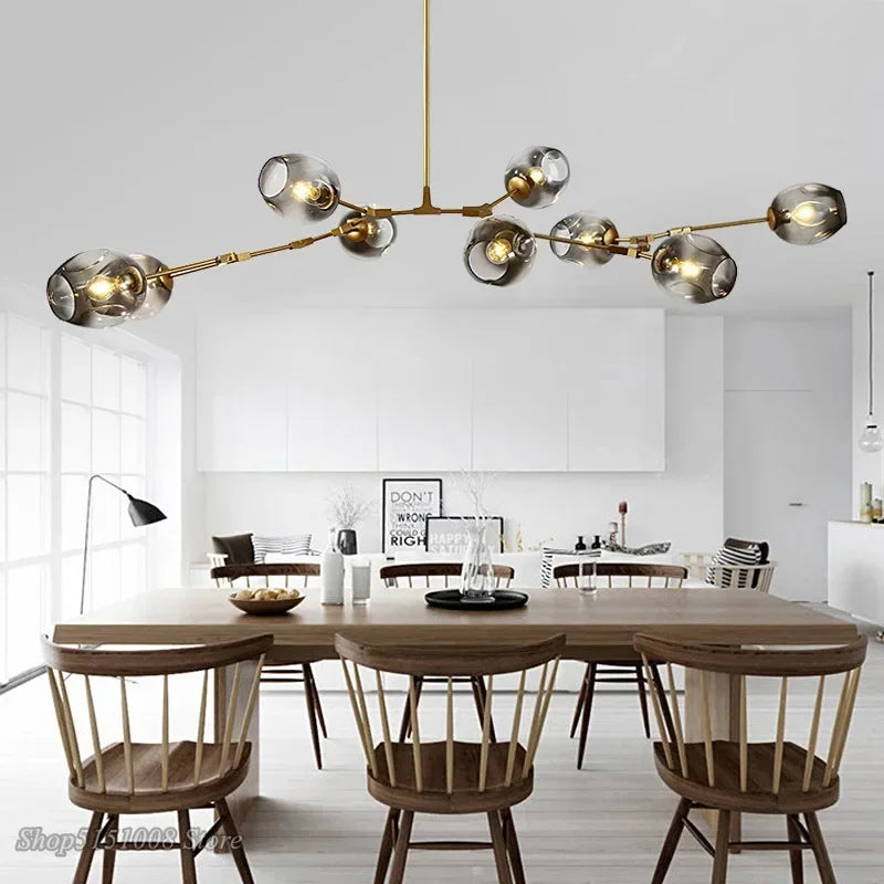 Lámpara Colgante Moderna de Cristal - Lámpara de Techo de 6 Luces
