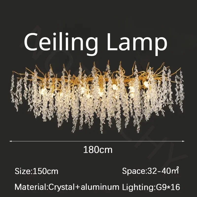 Branch-Shaped Modern Crystal LED Chandelier Pendant Light