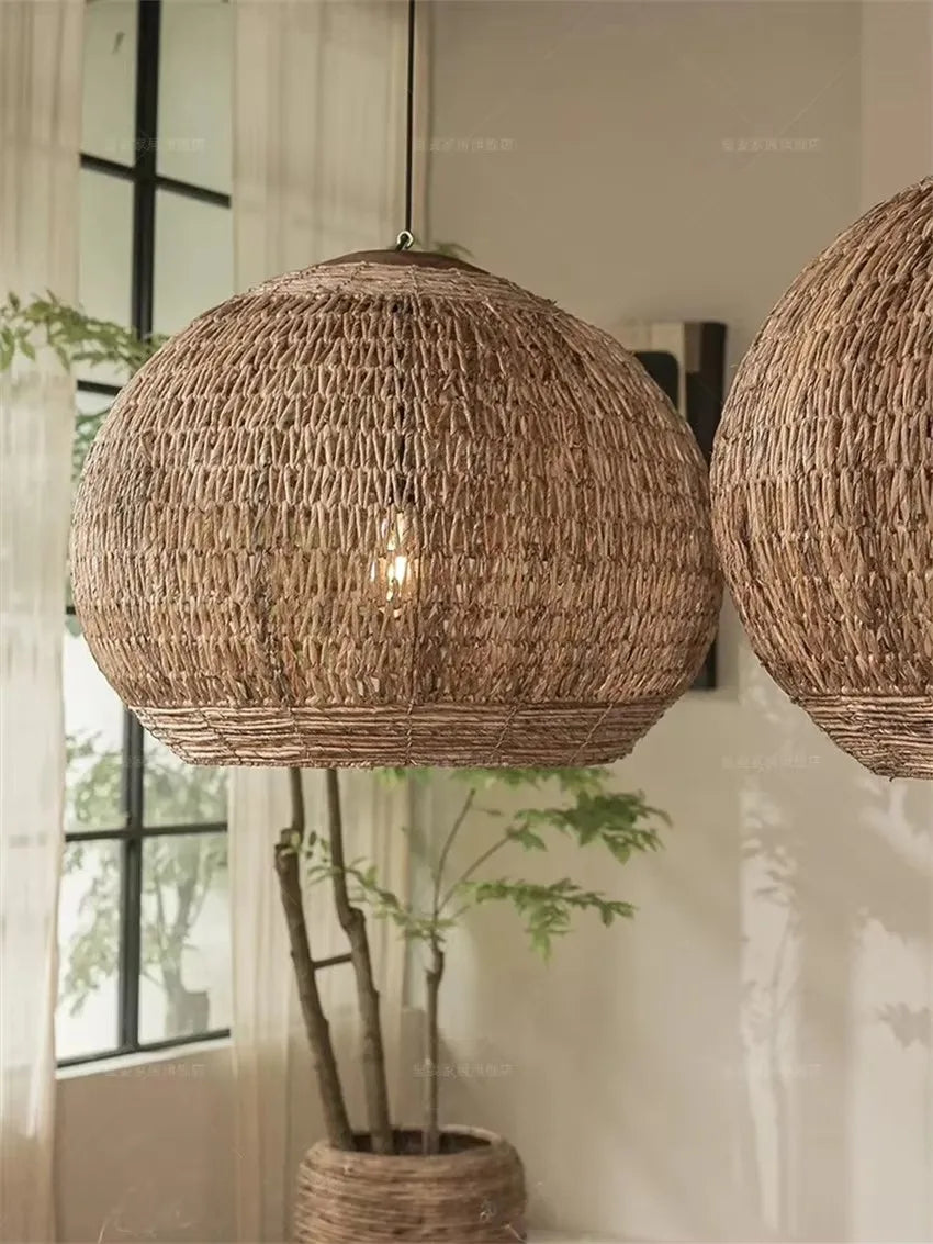 Bohemian Rattan Woven Pendant Light for Dining Room